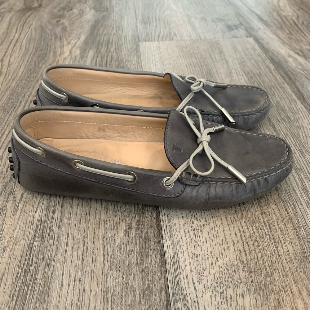 TOD’S Grey Driving Gommino Loafers Women’s 36 Made in Italy Shoes Slip On